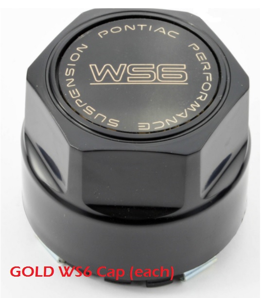 Cap Wheel WS6 87-92 TA w/gold scripting (EA)